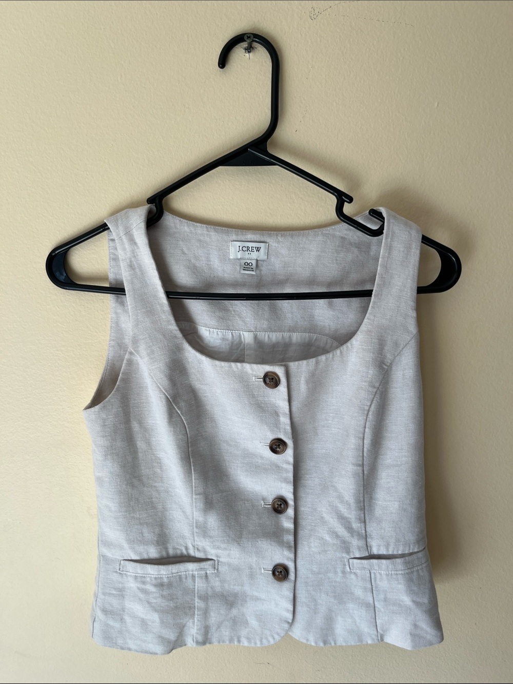 J. Crew Linen Blend Cream Button-Front Camisole